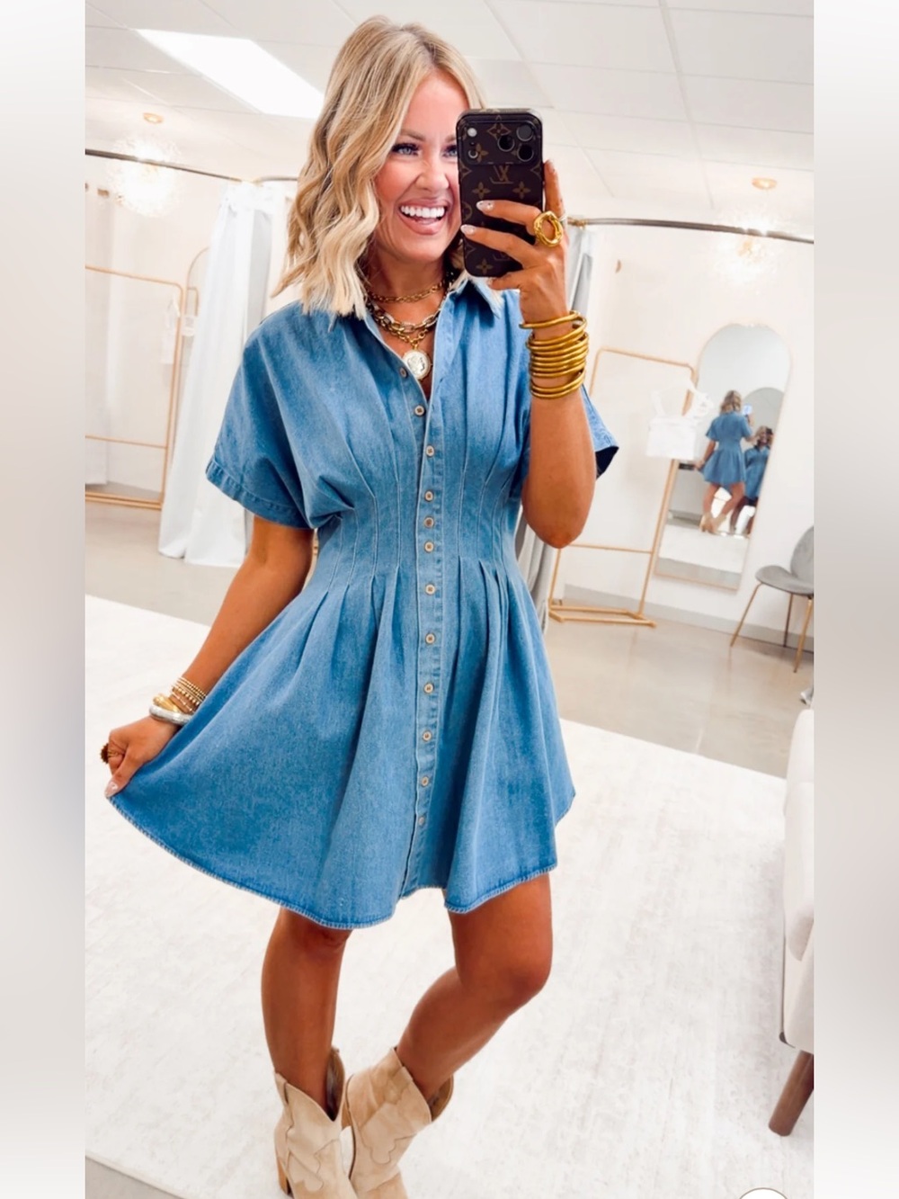 eesome The Uptown Denim Mini Dress